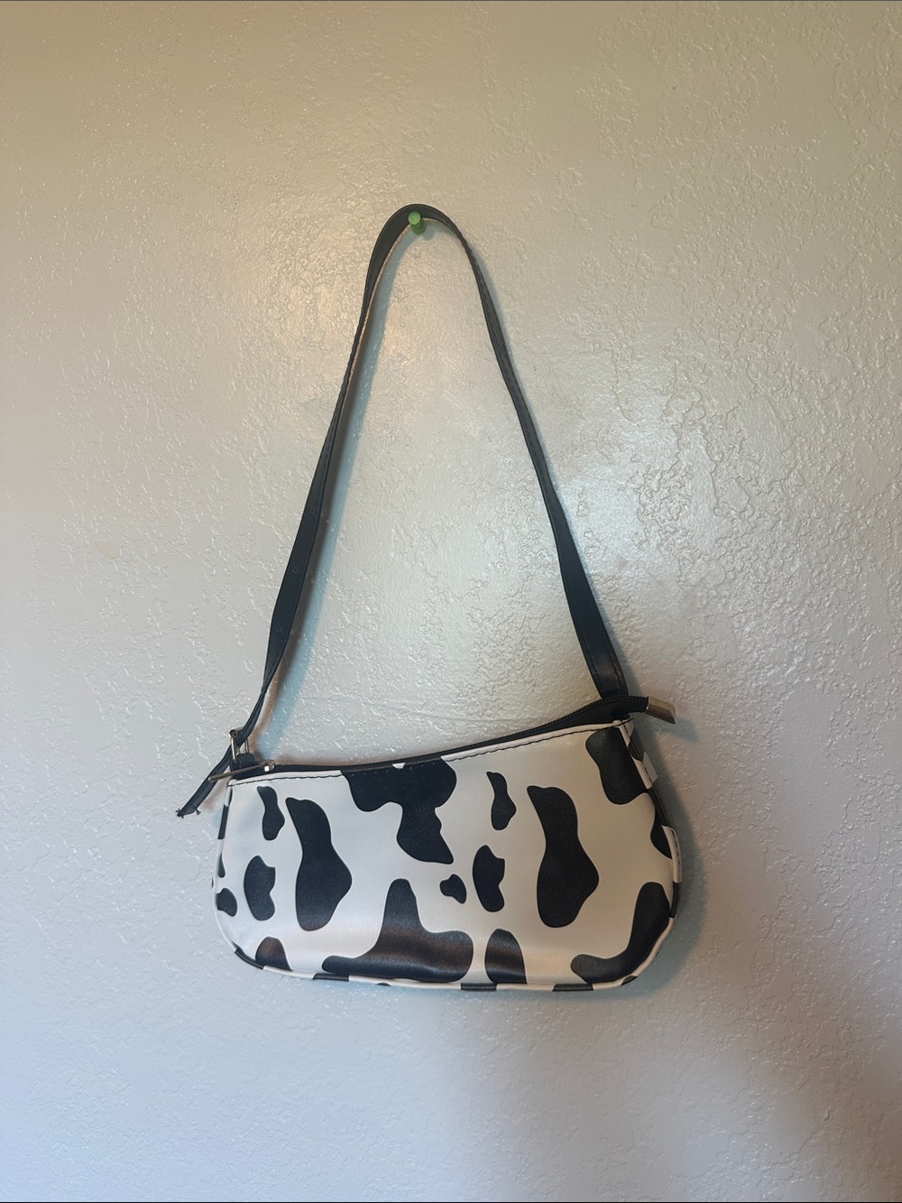 Black & White Cow Print Shoulder Bag